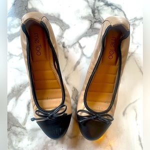 ME TOO CAP TWO TONE  100 % Leather(Upper) Pump-Tan/ Black-8.5M.